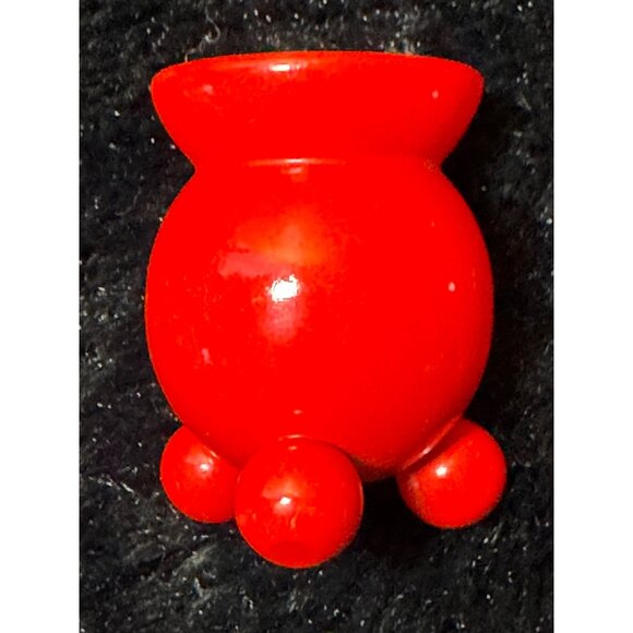 Sweden Hand-Painted Red Wooden Mini Candle Holders Floral Daisy - Picture 7 of 10